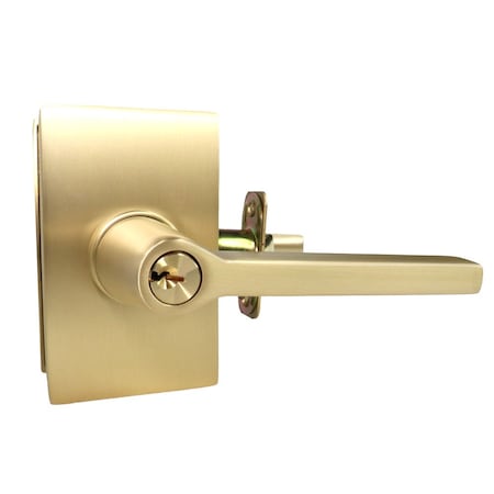 Emtek Helios Lever Right Hand 2-3/8 in Backset Strike Keyed Entry for 1-1/4 in to 2-1/16 in Door 5123HLOUS4RH.RLS